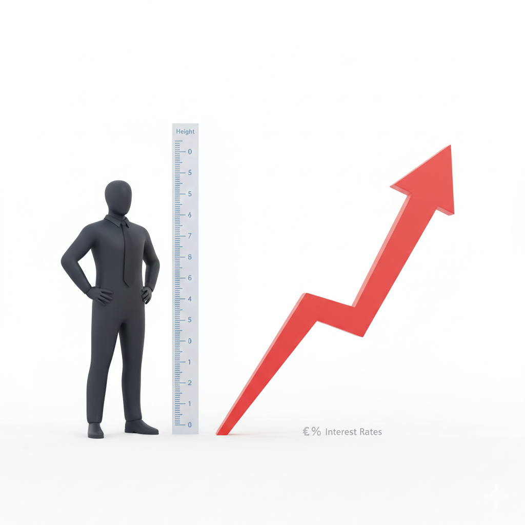 글에서 언급된 '연준 의장의 키가 클수록 금리도 높다'는 흥미로운 법칙을 직관적인 3D 인포그래픽으로 표현합니다.