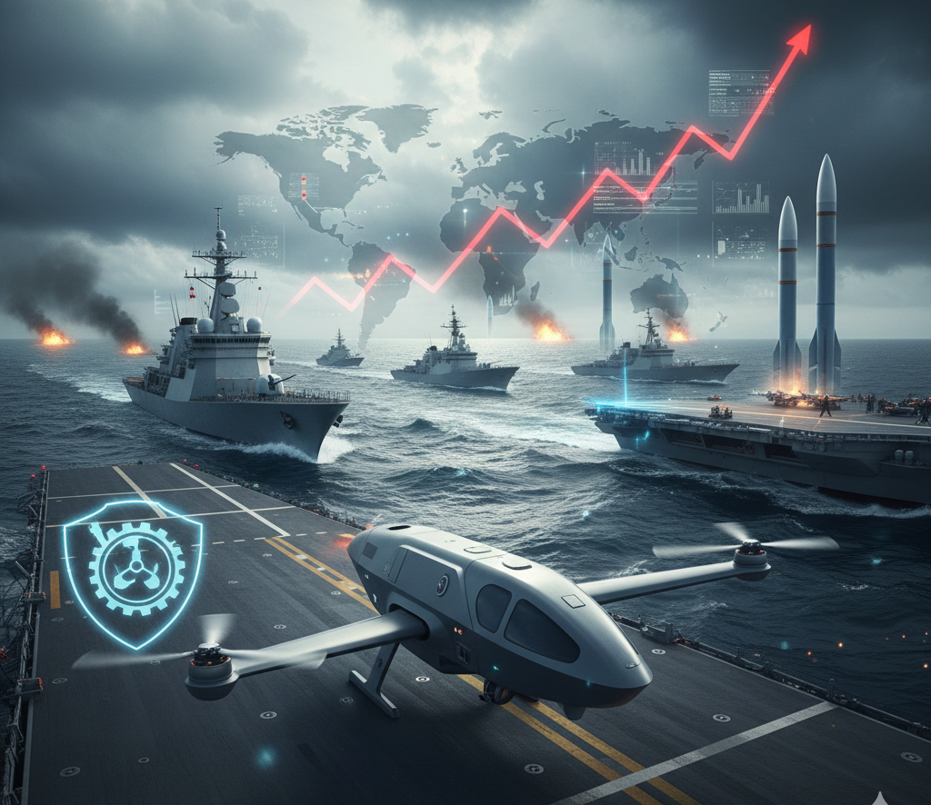 지정학적 리스크 수혜주인 방산 섹터와 글로벌 안보를 상징하는 레이더 및 하이테크 방어 시스템